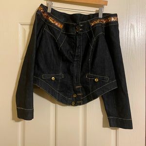 Ashley Stewart Cropped Denim Sequin jacket